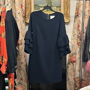STS Blue Navy Long Sleeve Dress with Ruffles